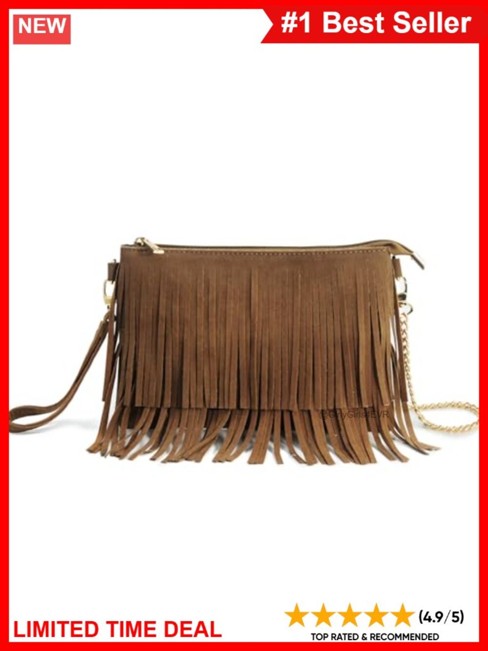 Faux Suede Fringe Crossbody Bag Small Shoulder Wristlet